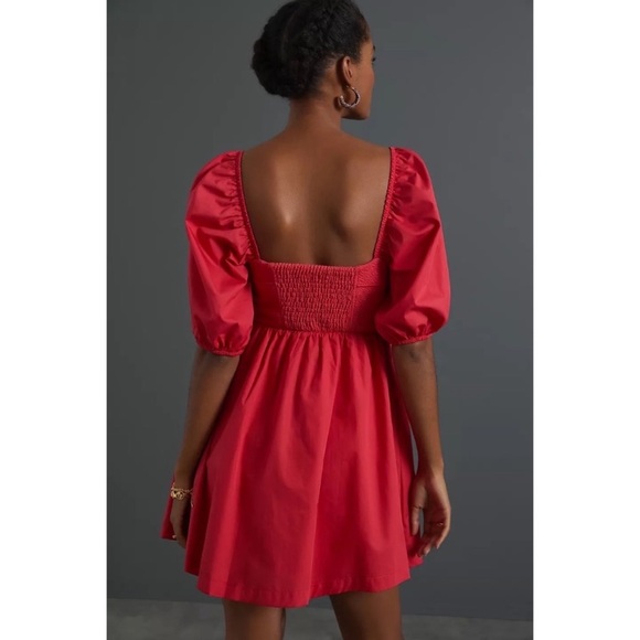 Anthropologie x Maeve Red Puff Sleeve Mini Dress - Picture 3 of 4